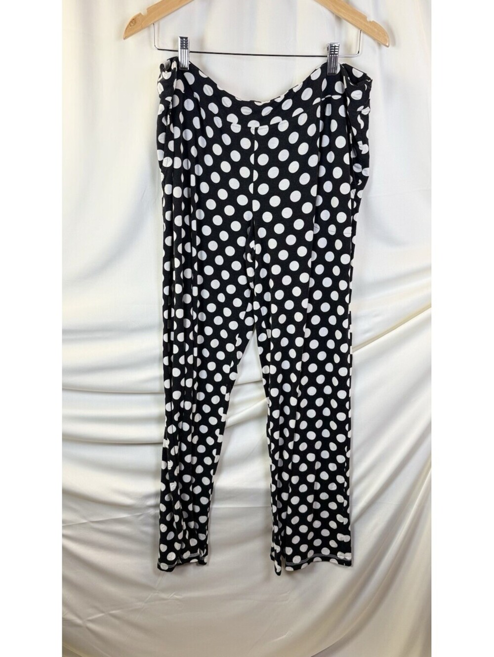 Soma Pajama Pants Womens Medium Black Polka Dot Rayon Blend Lounge Pockets